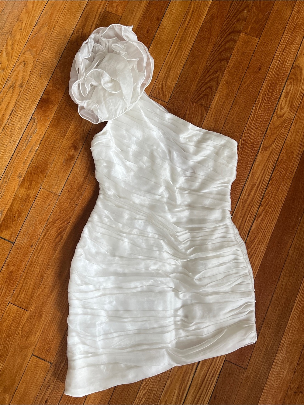 BHLDN by Anthropologie White One-Shoulder Ruffled Cocktail Dress - Picture 9 of 10